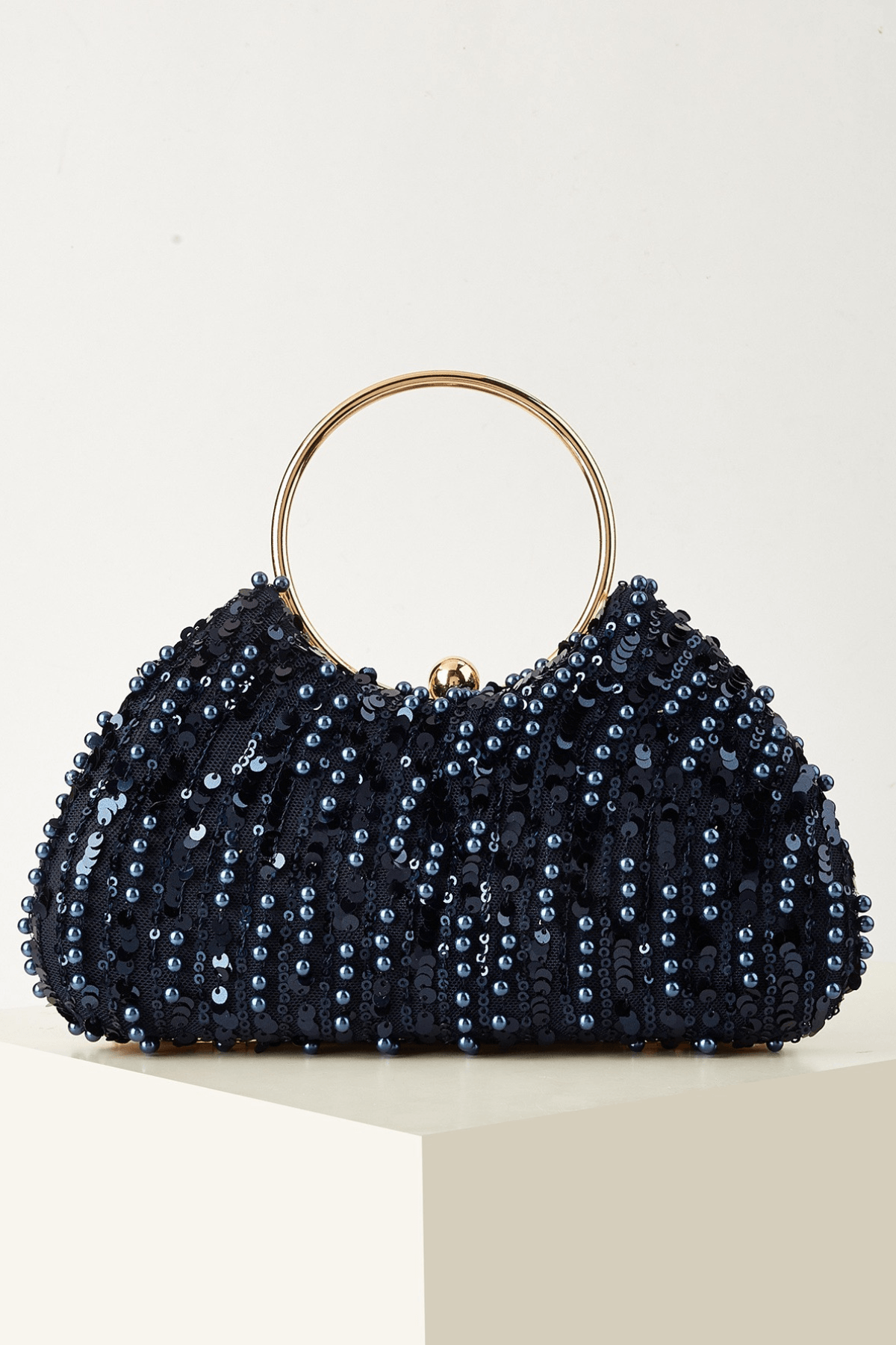 Sequin Ring Handle Formal Clutch