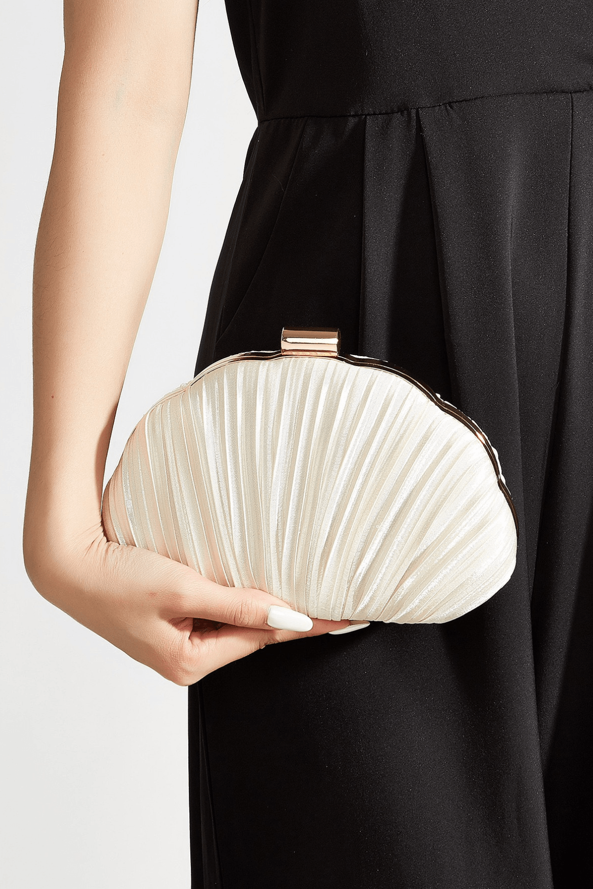 Satin Seashell Evening Clutch