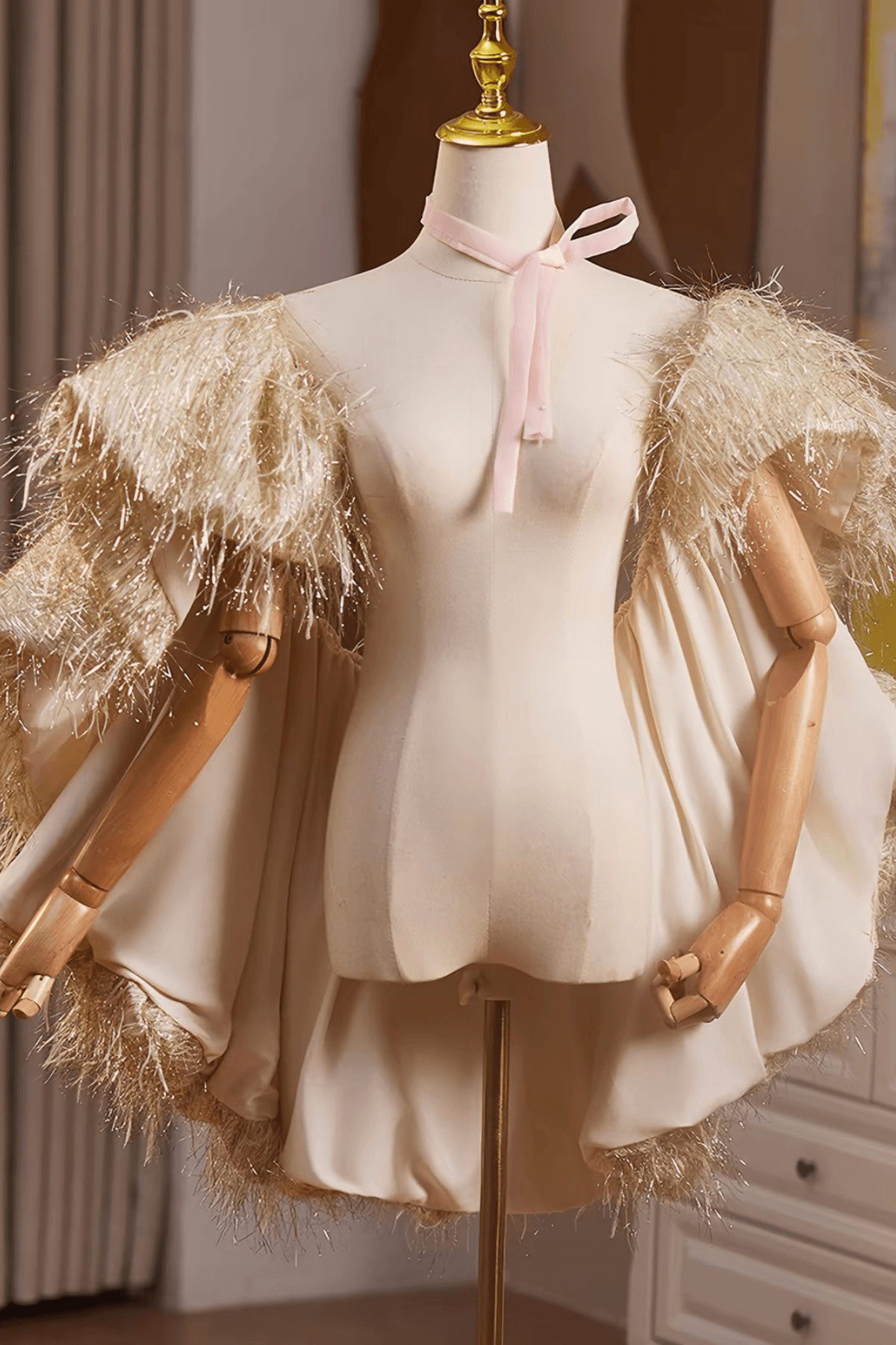 Gold Fringe Evening Shawl