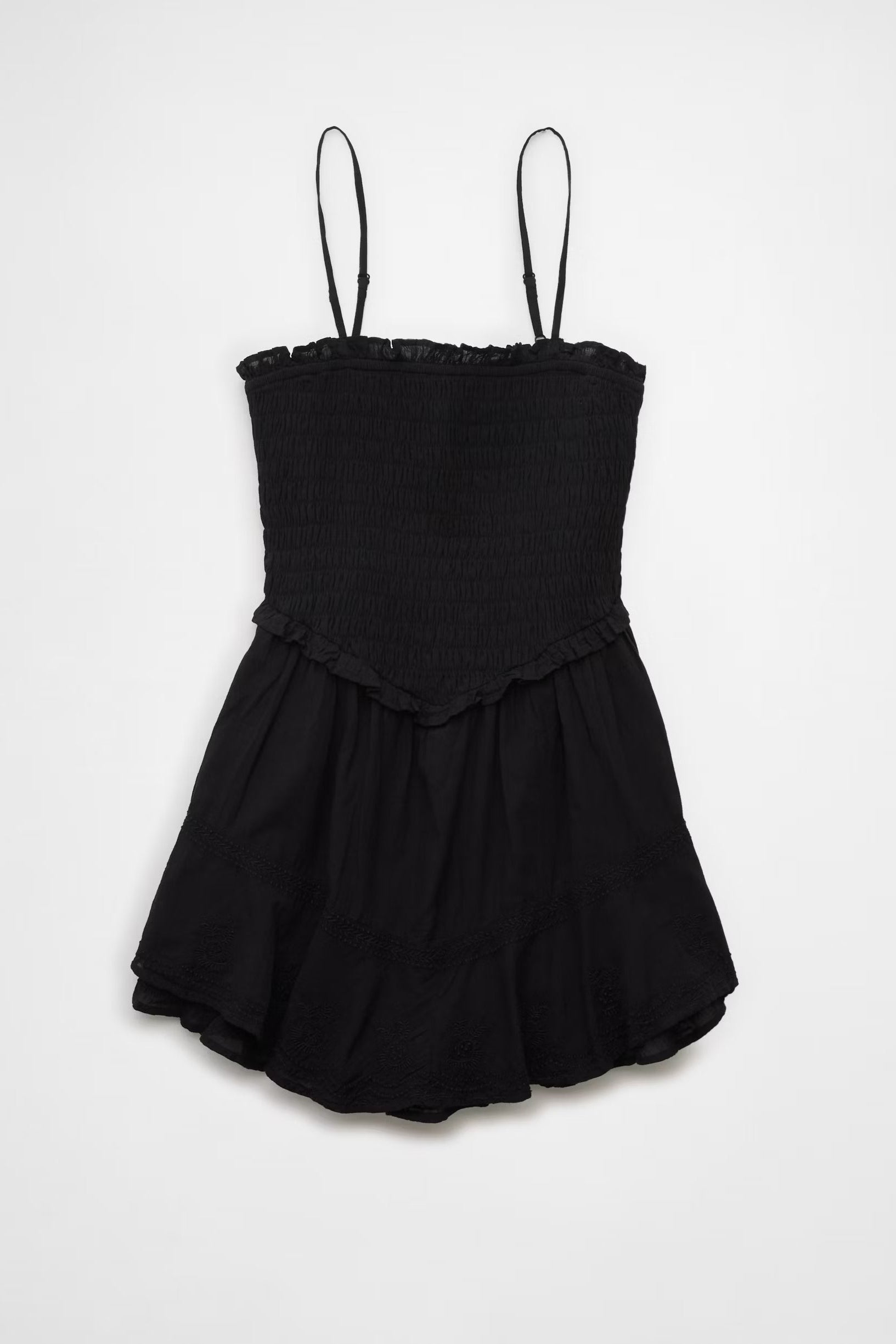 Ruffle Romper Mini Dress in Black