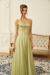 Ruffled Shirred Maxi Dress