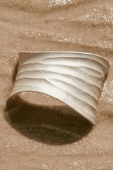 Off White Textured Wide Open Cuff Bracelet