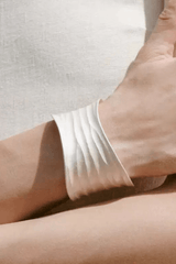 Off White Textured Wide Open Cuff Bracelet