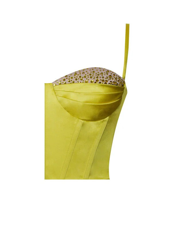 Yellow Satin Mini Dress