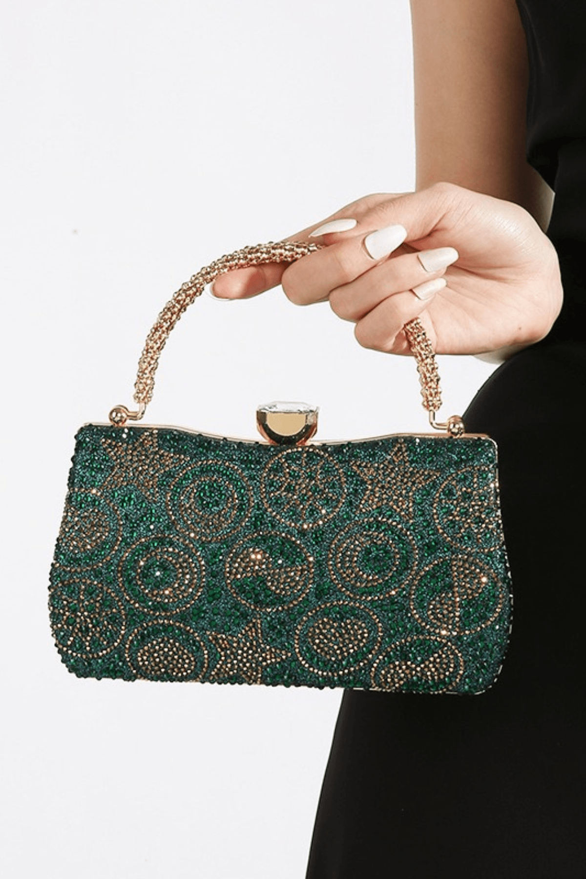 Celestial Star Moon Rhinestone Evening Clutch