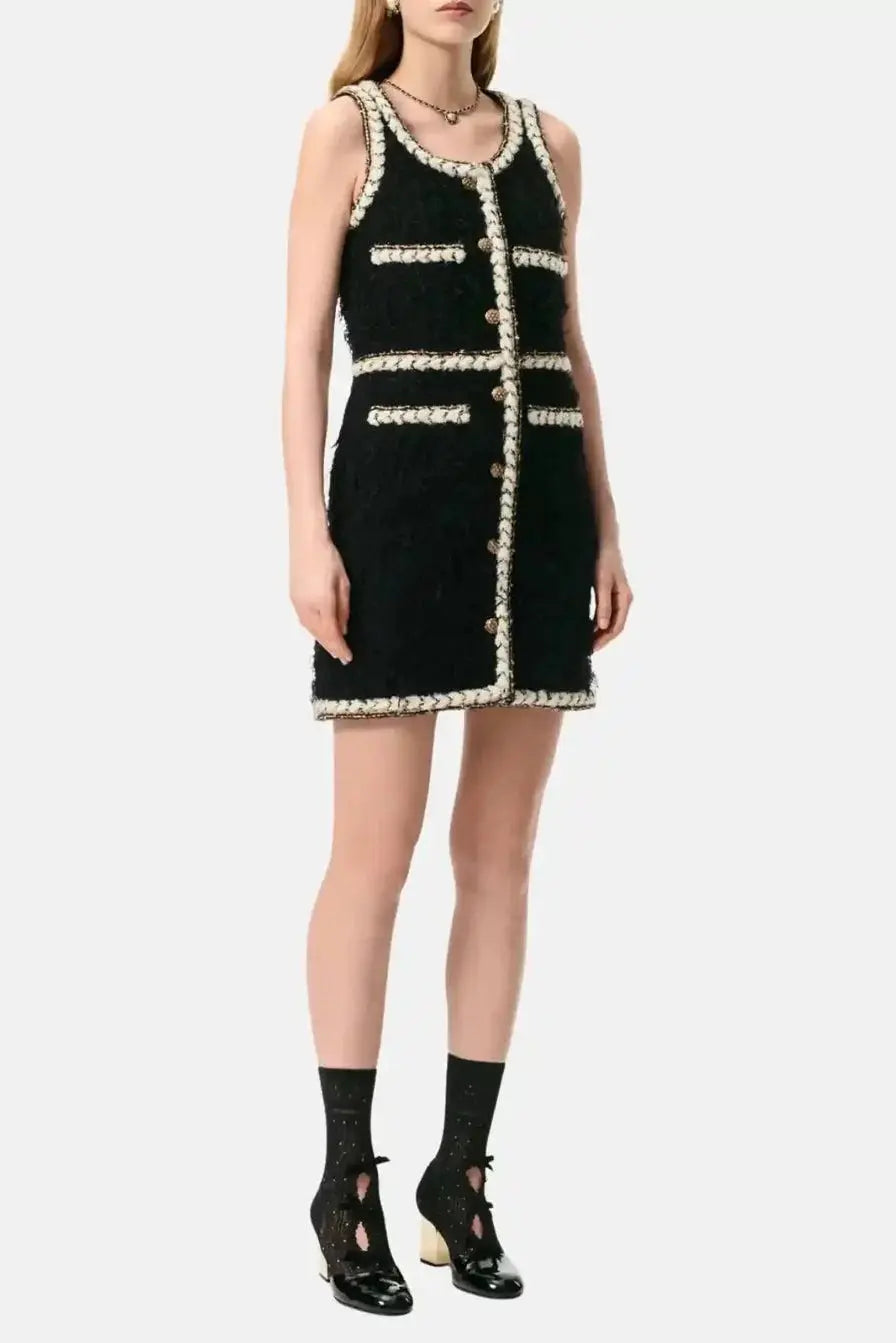 Wool sleeveless Short Dress in black