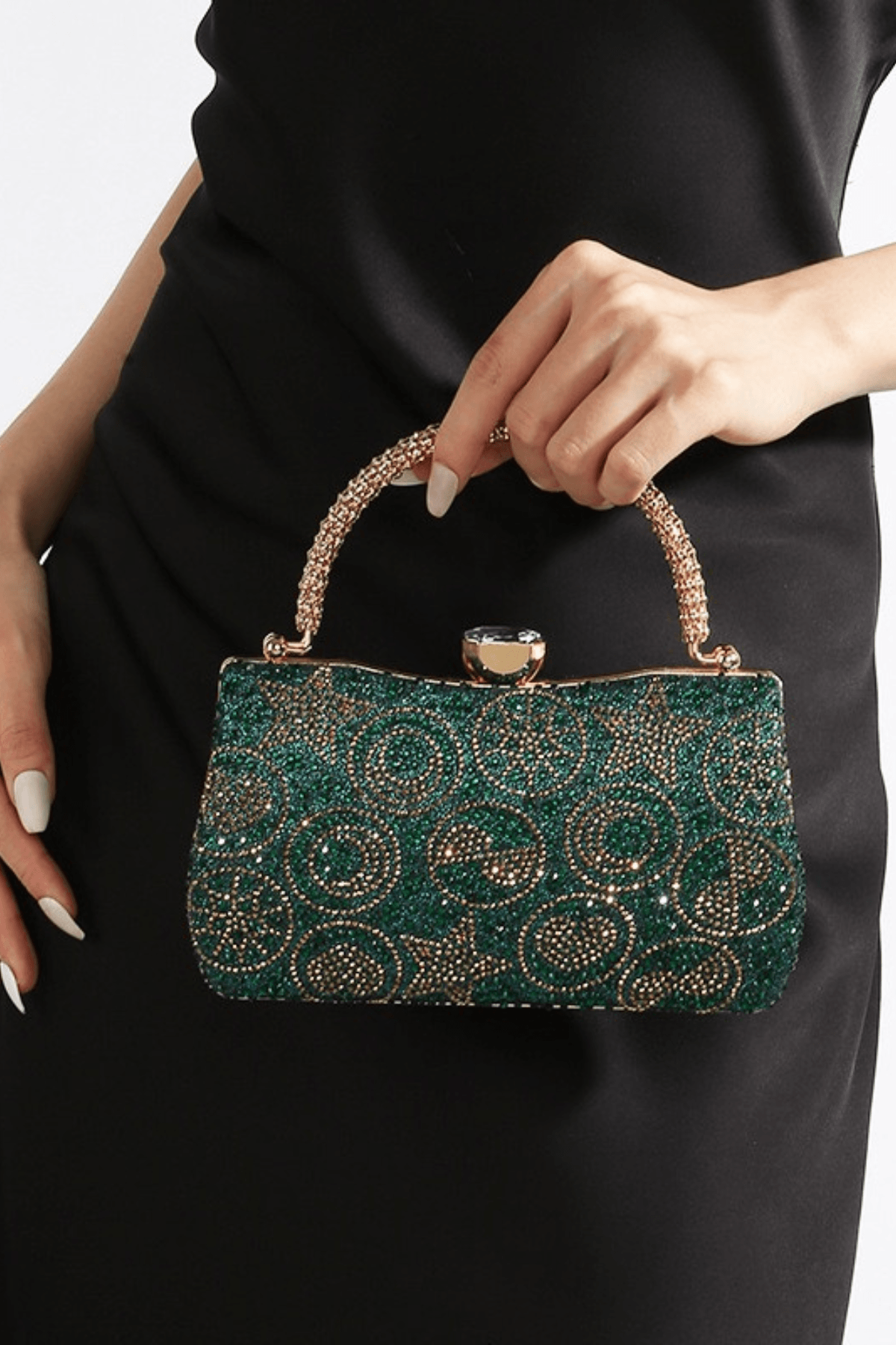 Celestial Star Moon Rhinestone Evening Clutch
