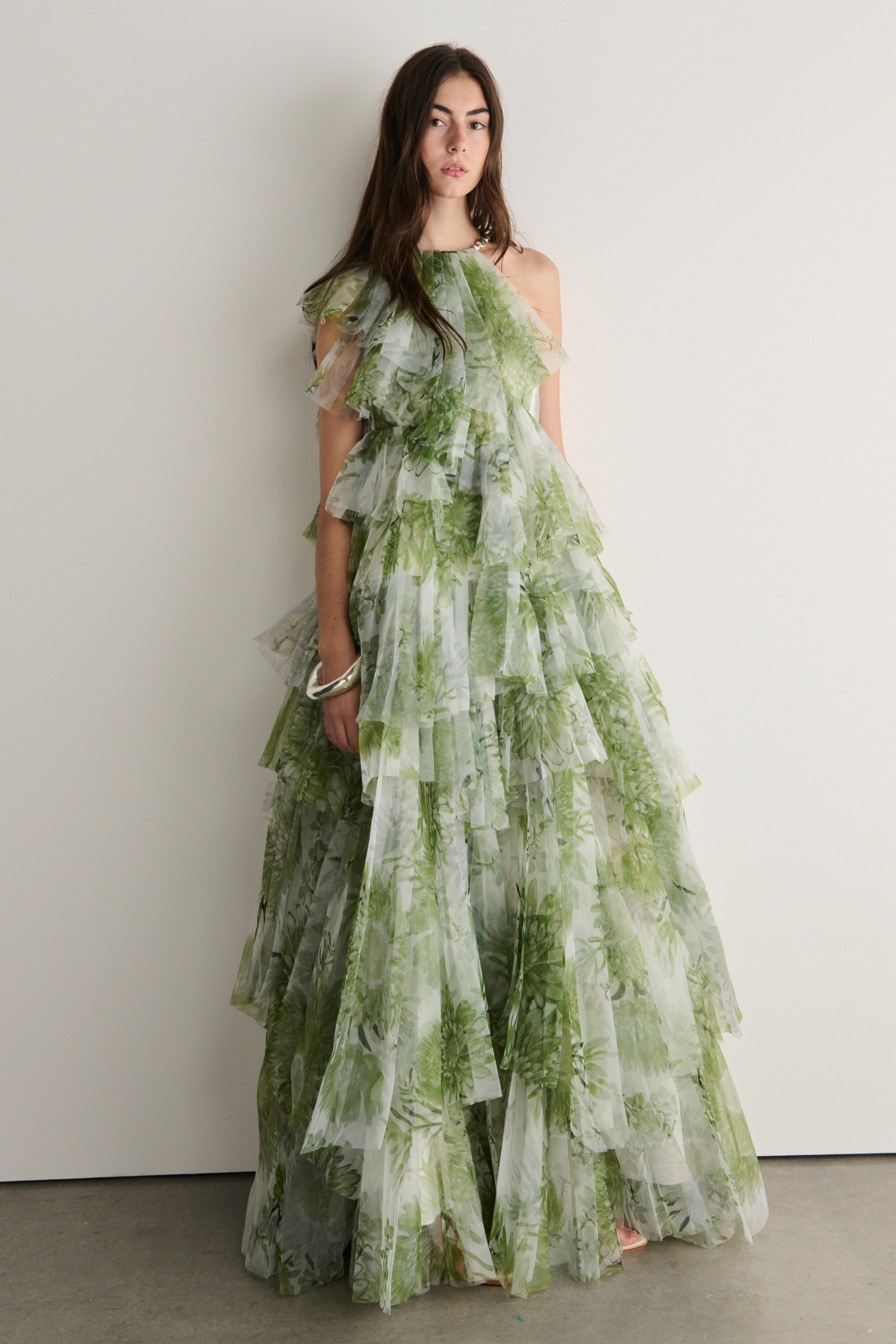 Green Floral Print Maxi Dress