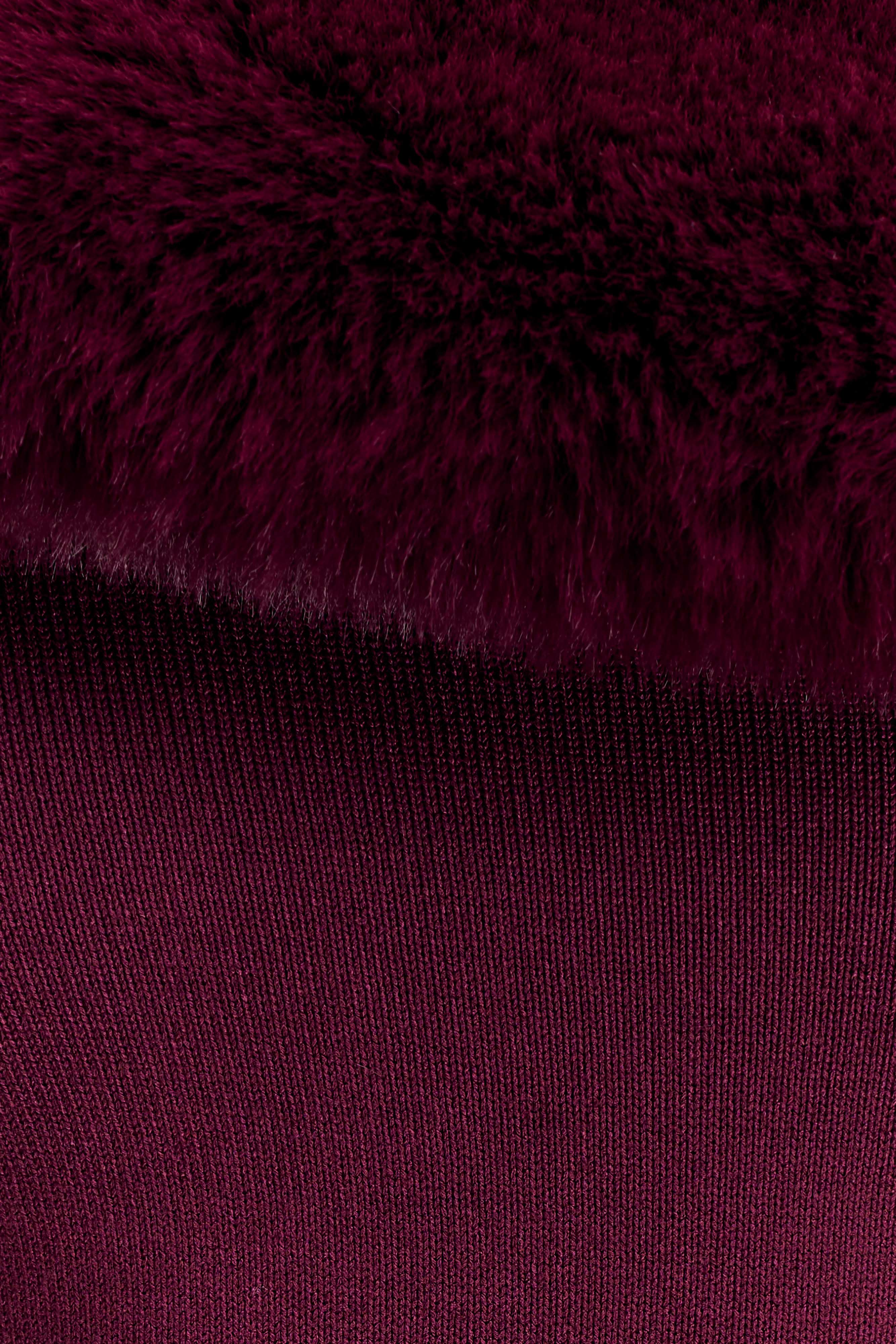 Faux Fur Knit Maxi Dress - Plum