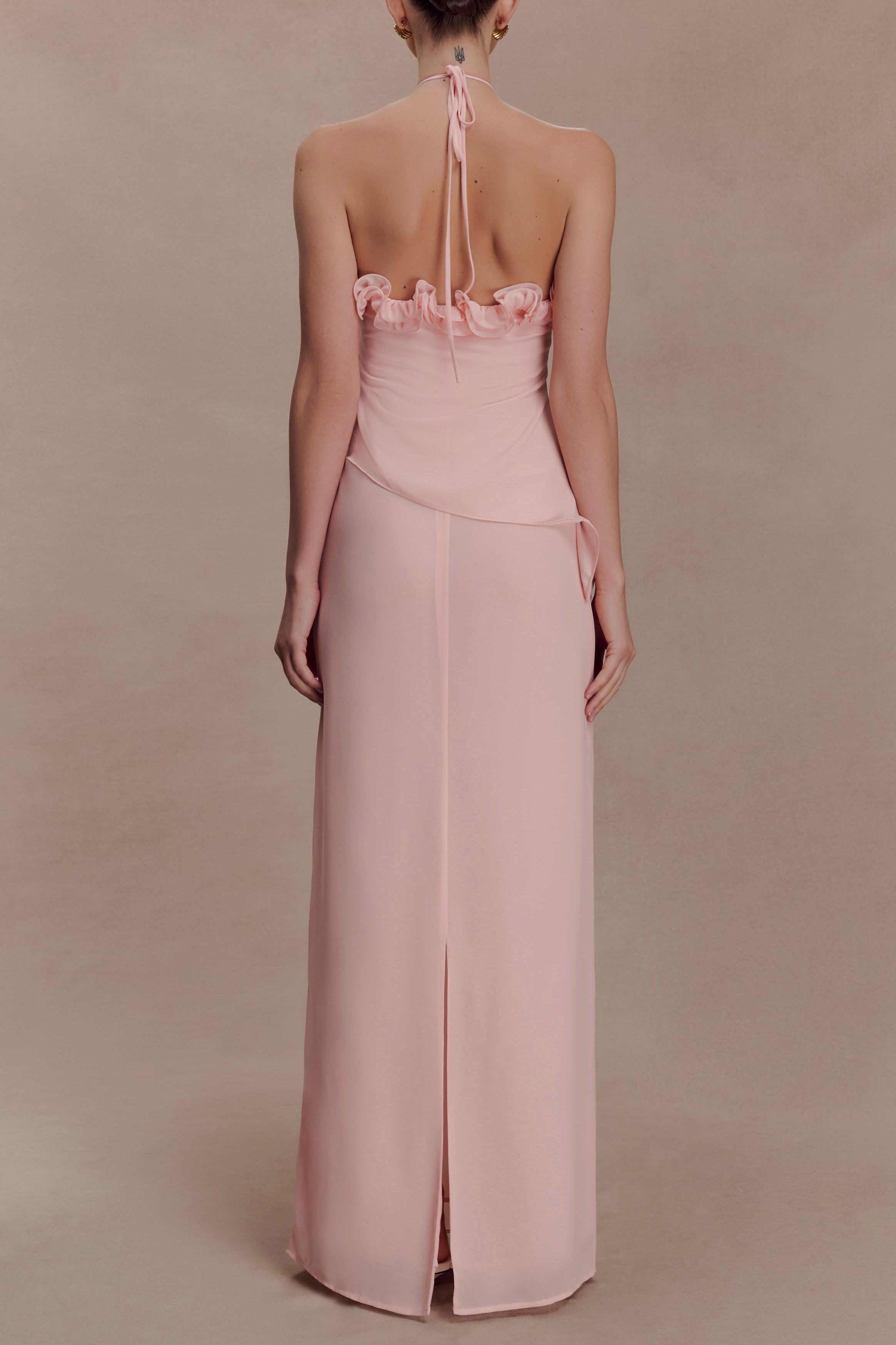 off-Shoulder Flower Maxi Dress - Baby Pink