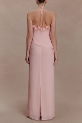 off-Shoulder Flower Maxi Dress - Baby Pink