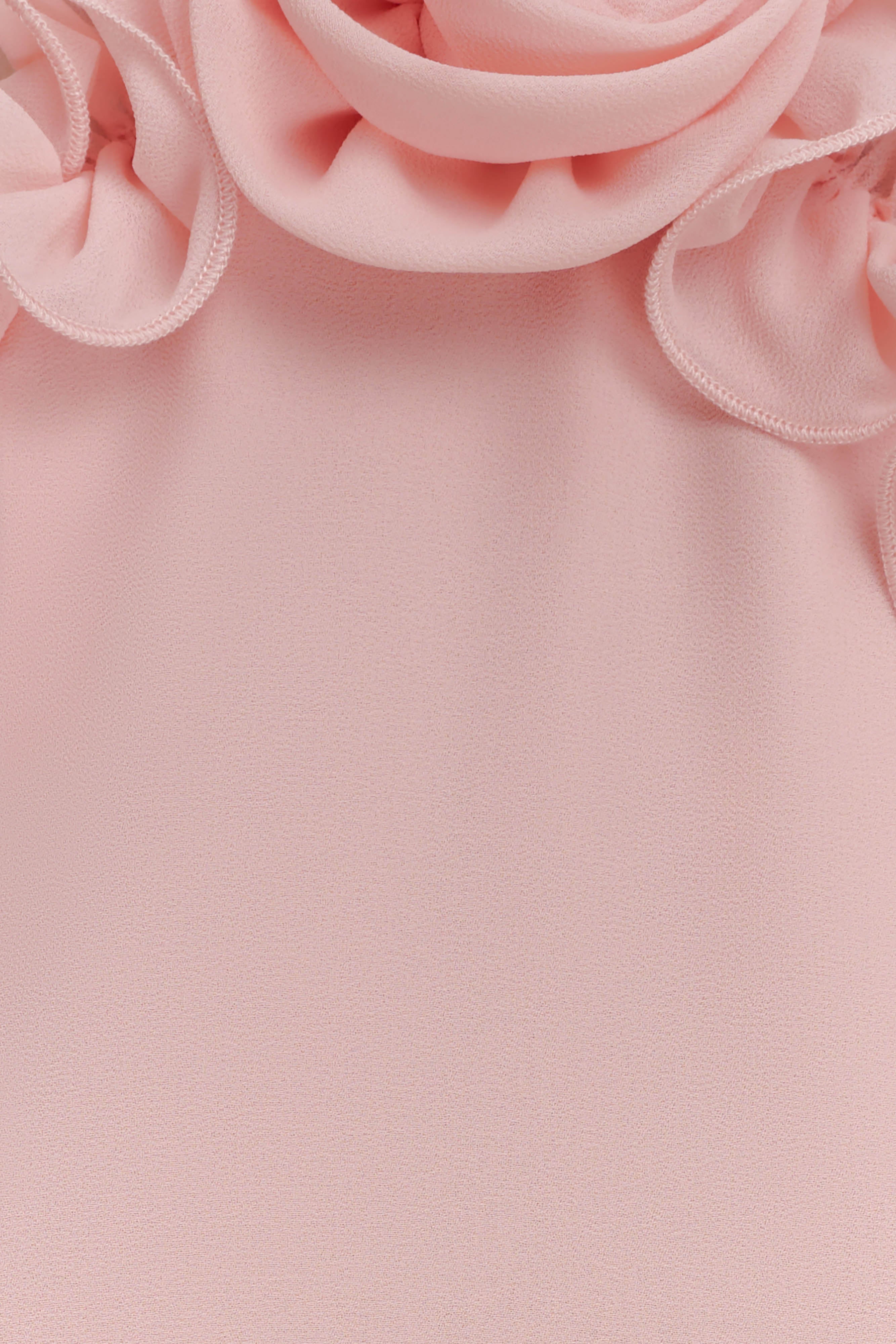 off-Shoulder Flower Maxi Dress - Baby Pink