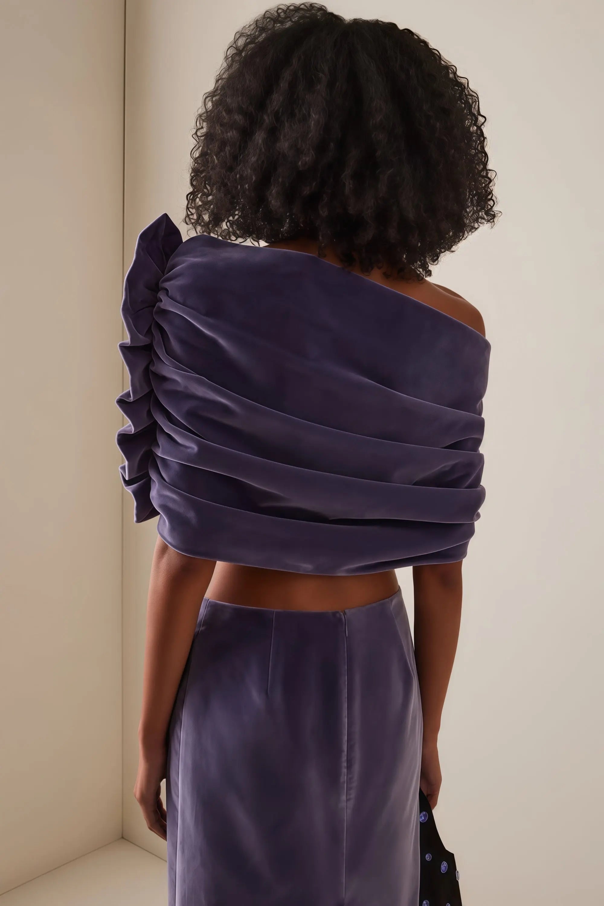 Purple Asymmetrical Cropped Top Skirt Two-piece Set