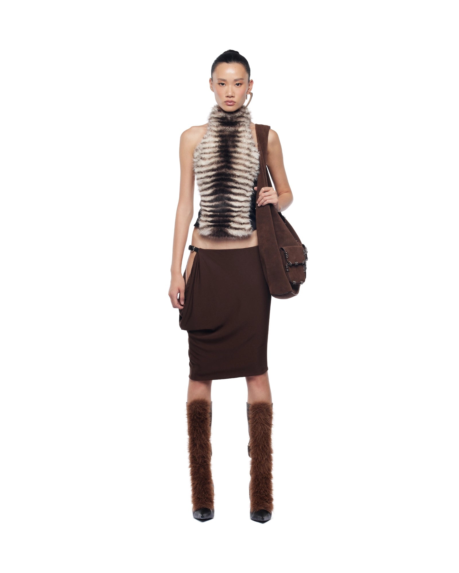 Halter Backless Furry Top
