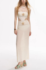 Cream Cutout Two Piece Cover Up Swimsuit