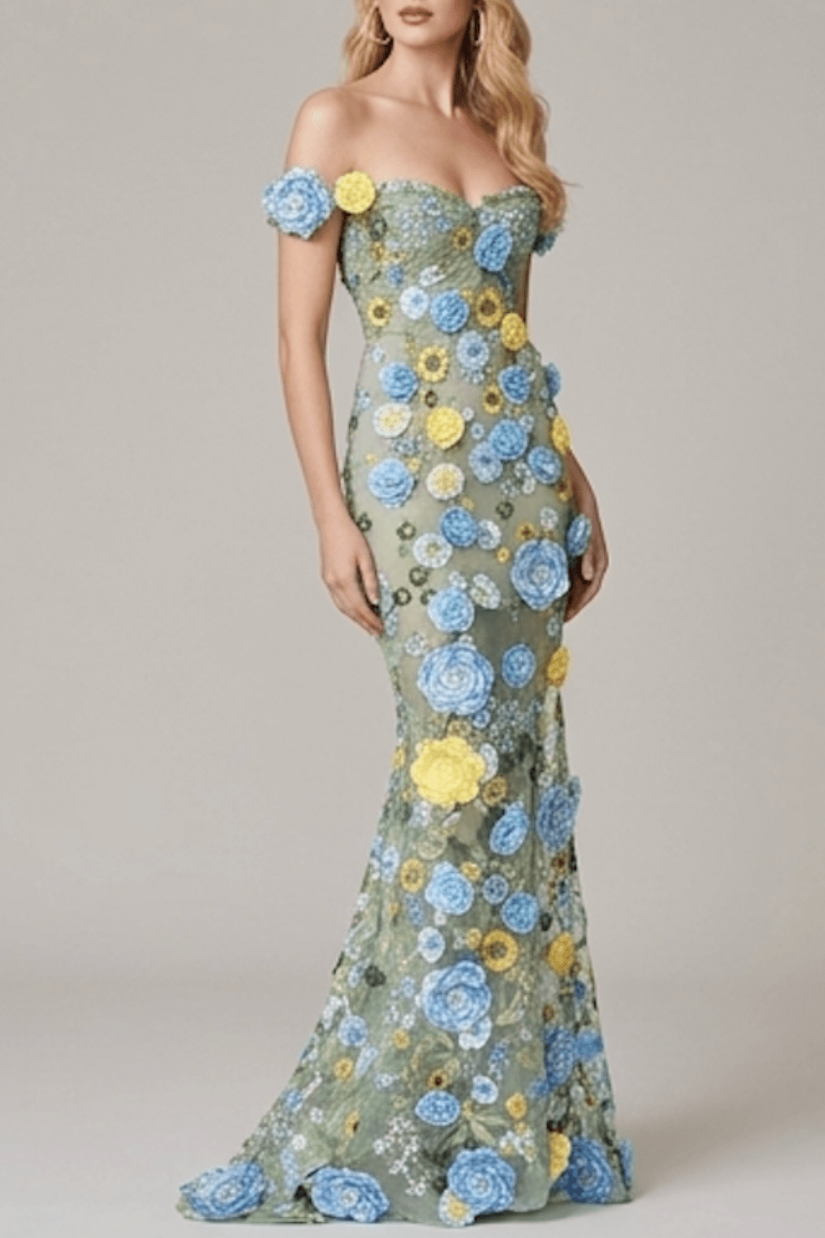 3D Floral Off Shoulder Dress