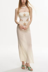 Cream Cutout Two Piece Cover Up Swimsuit