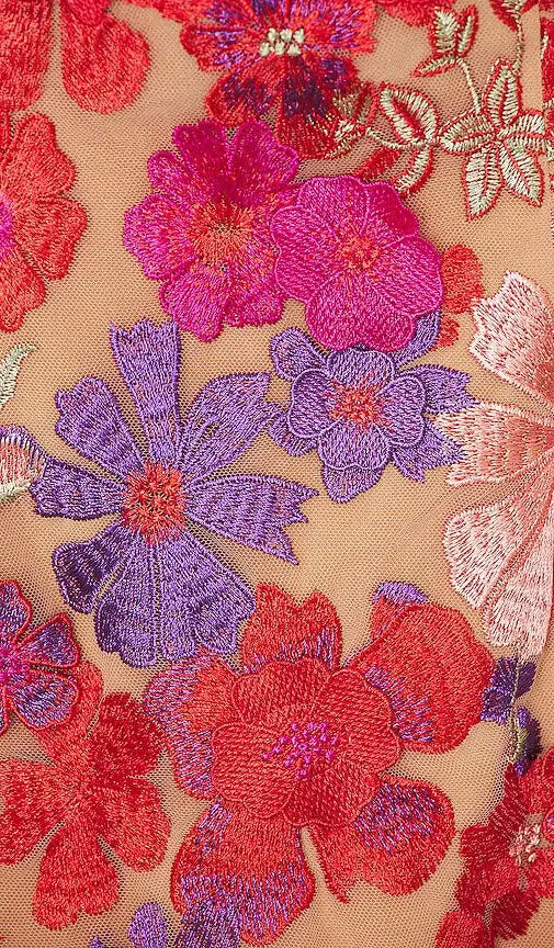 Embroidered Slim Mini Dress in Red