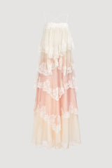 Flowy Strap Lace Trim Maxi Dress