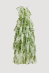 Green Floral Print Maxi Dress
