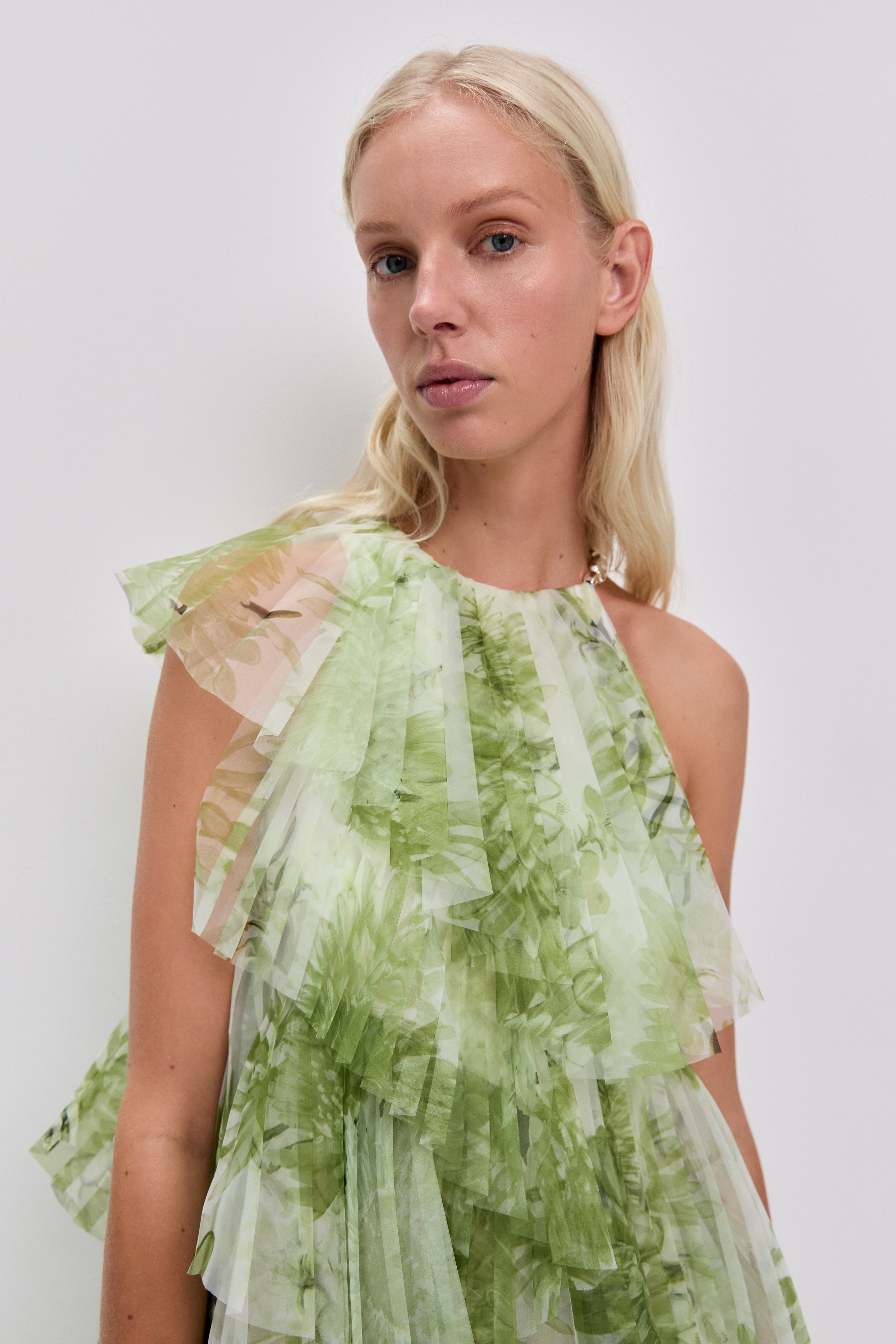 Green Floral Print Maxi Dress
