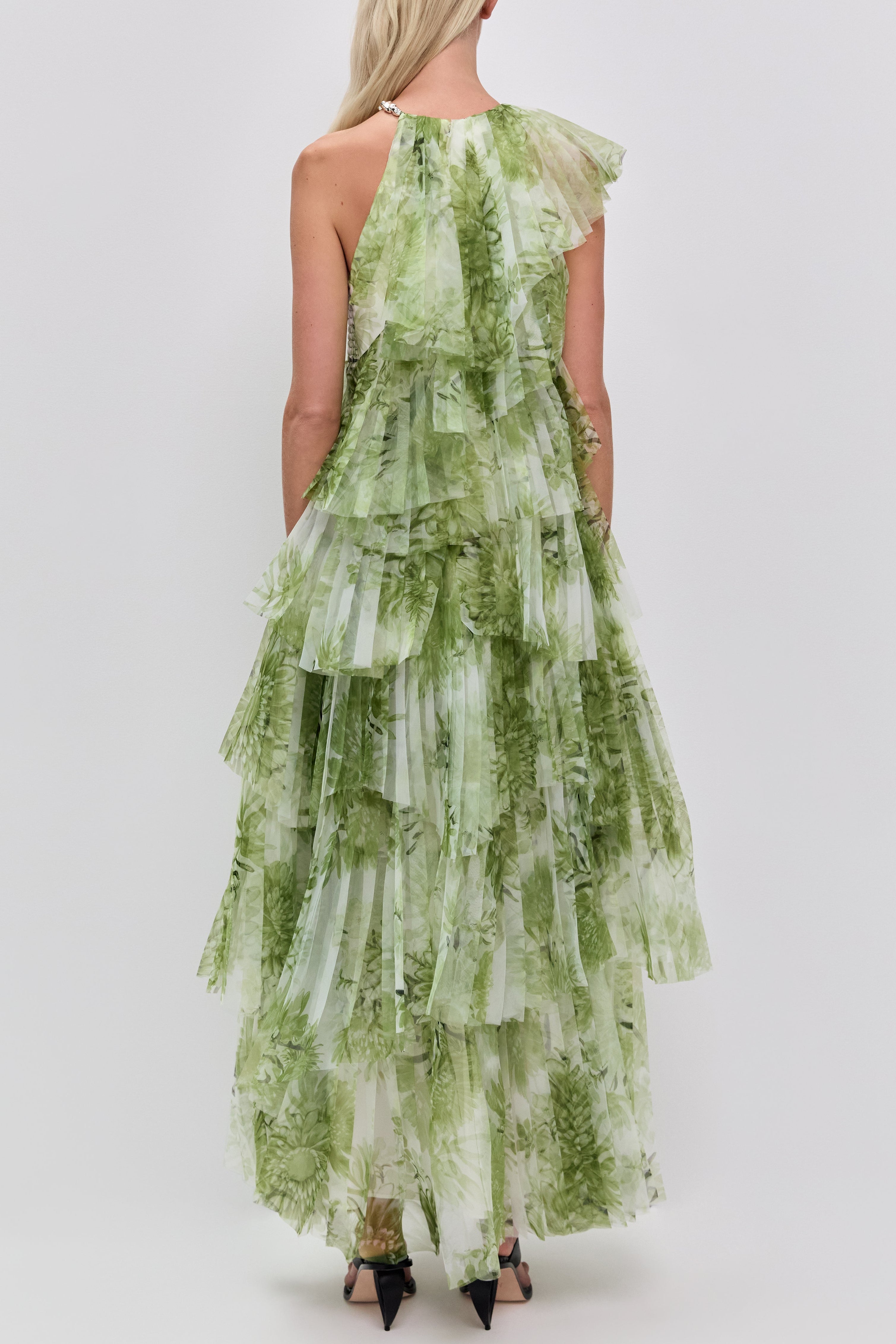Green Floral Print Maxi Dress