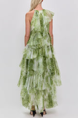 Green Floral Print Maxi Dress