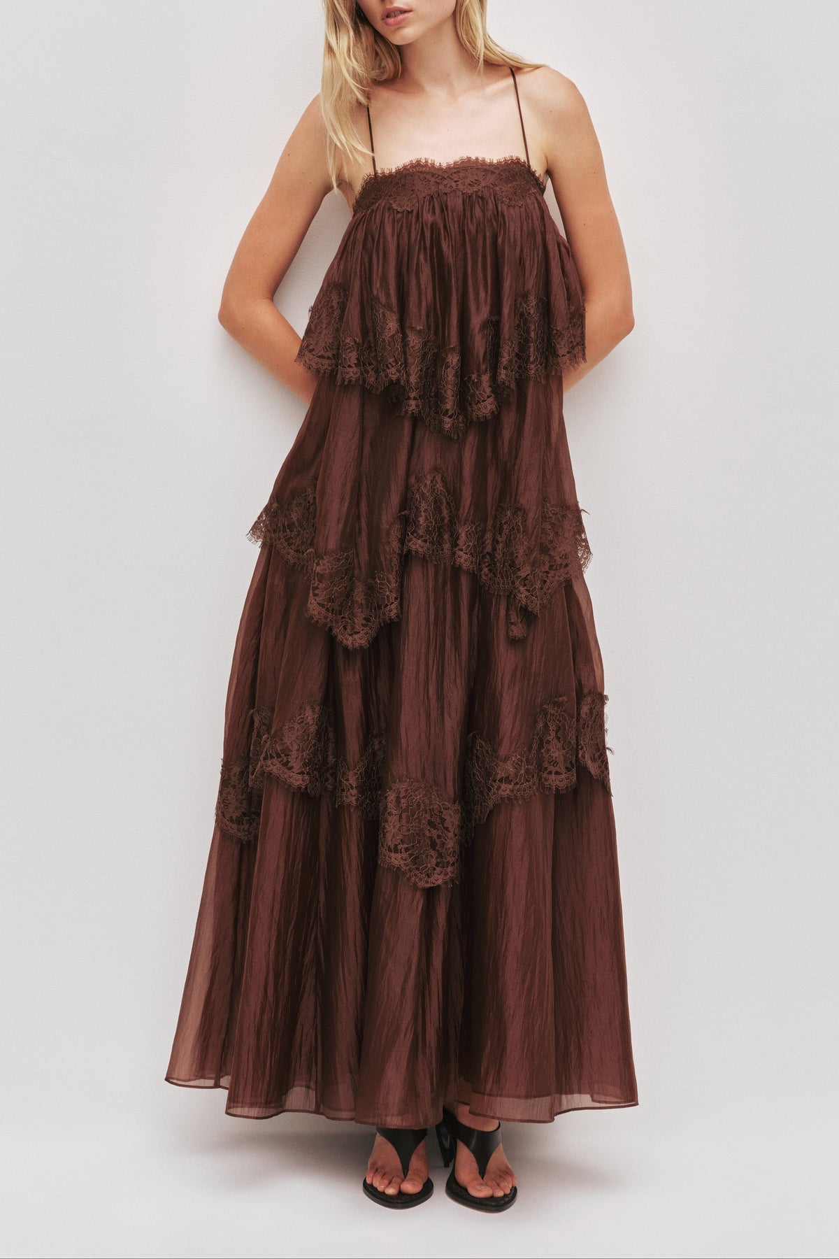Brown Lace Maxi Dress