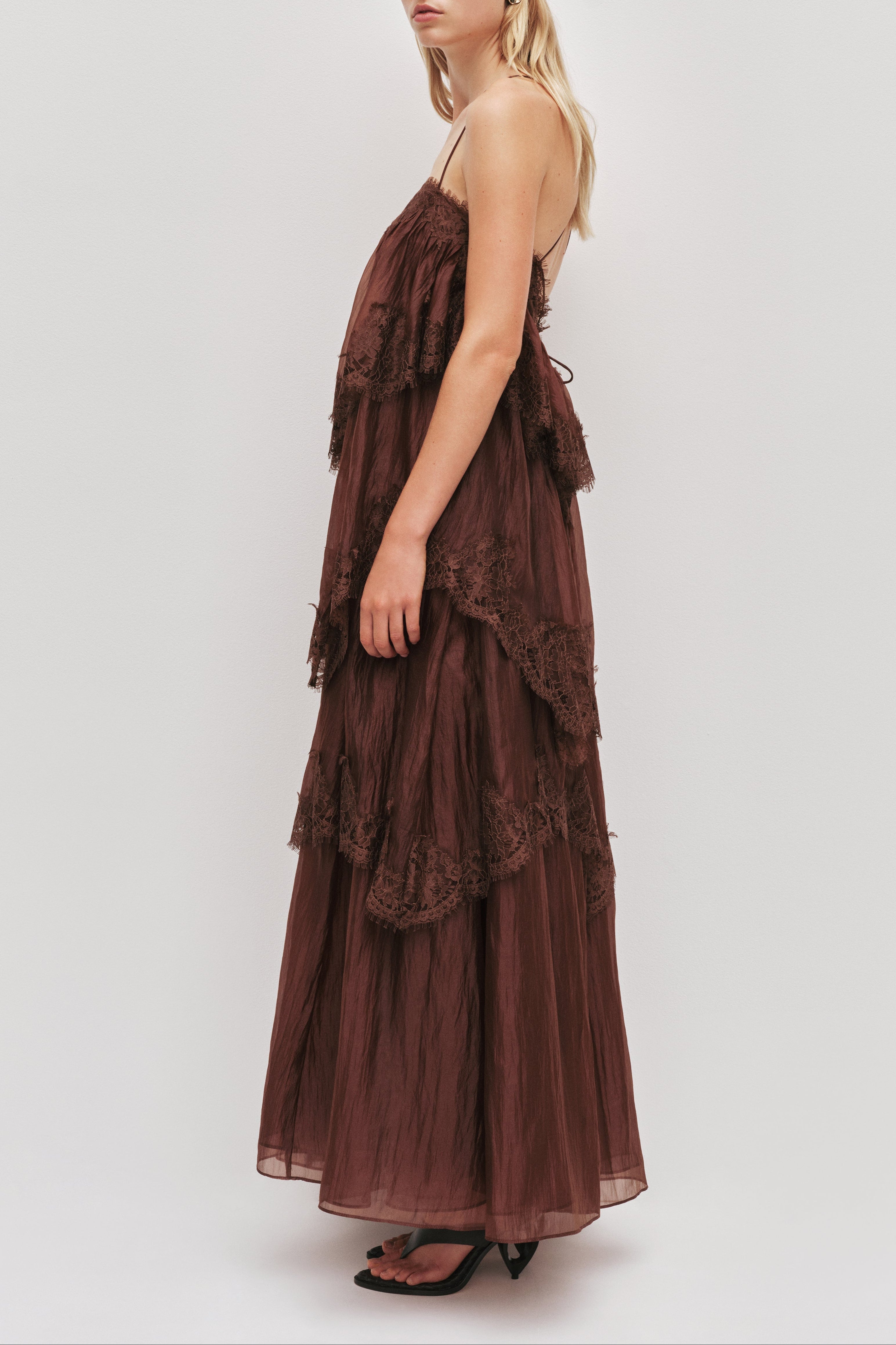 Brown Lace Maxi Dress