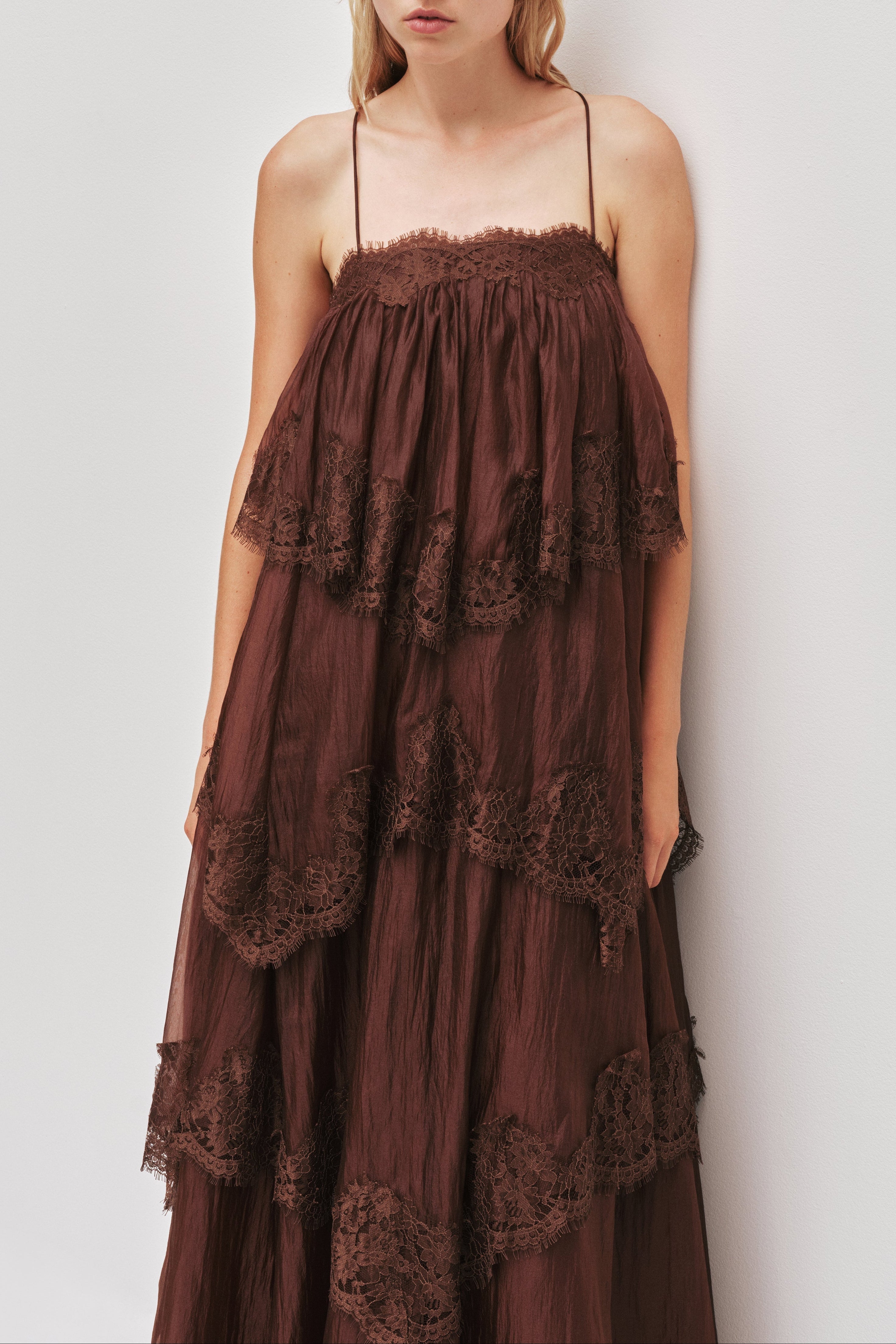 Brown Lace Maxi Dress