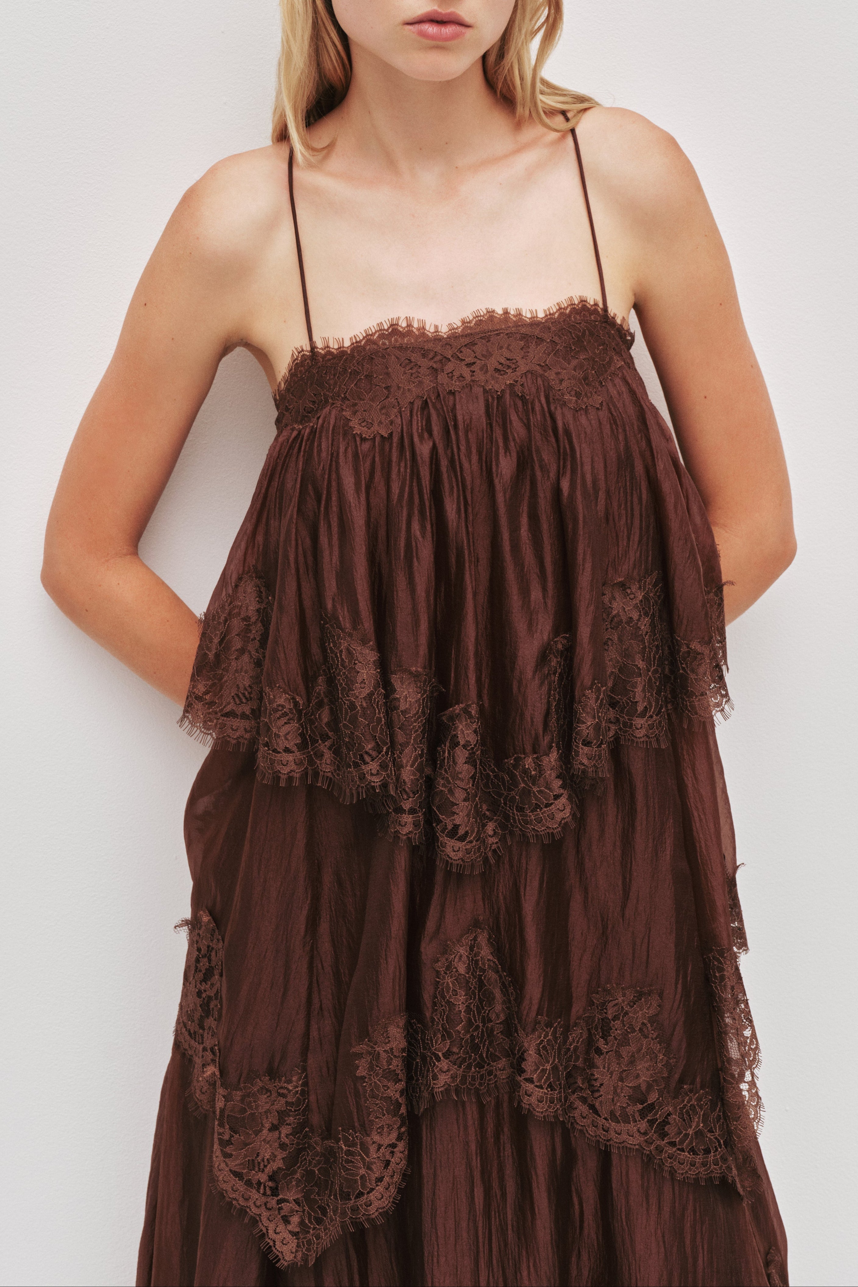 Brown Lace Maxi Dress