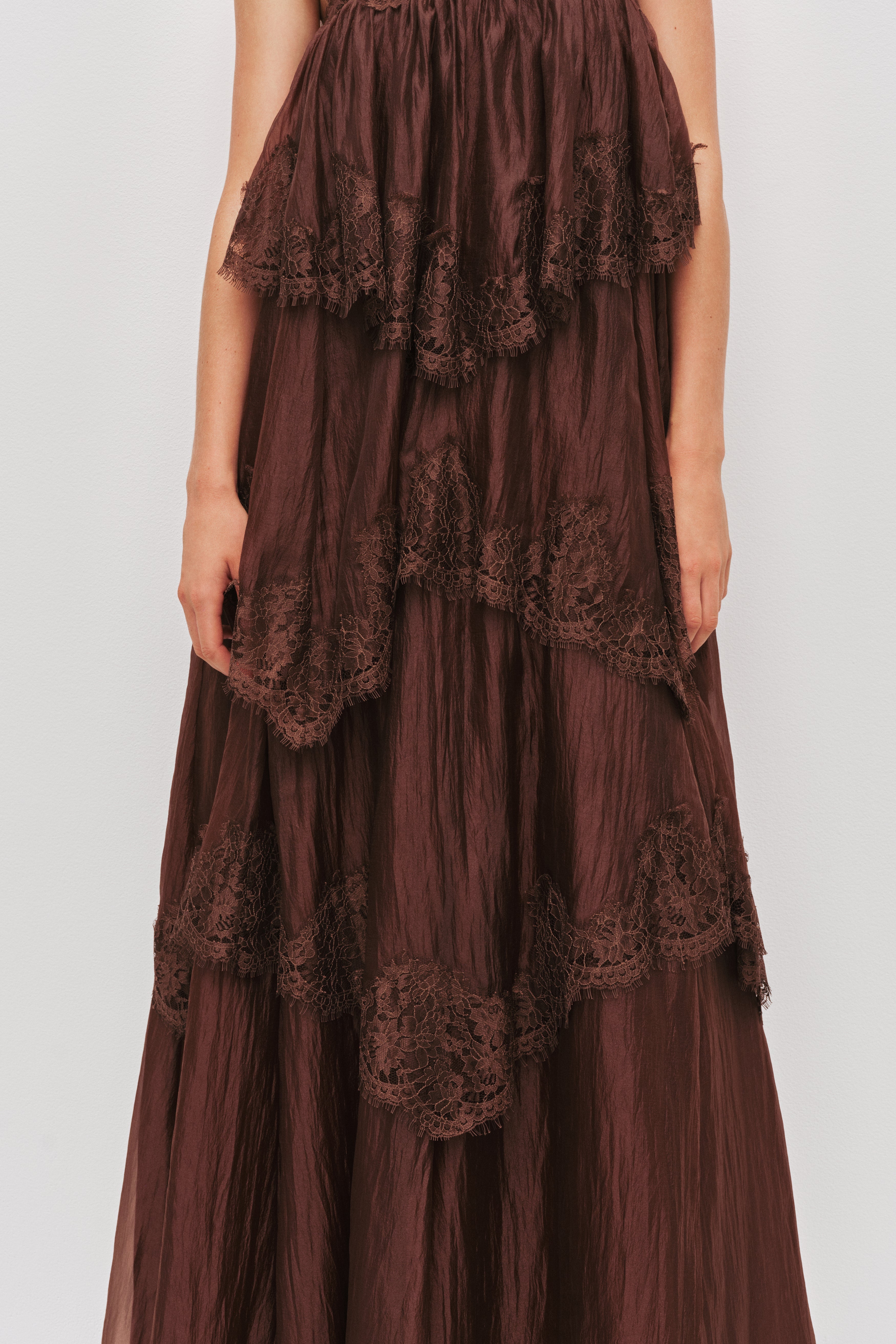 Brown Lace Maxi Dress