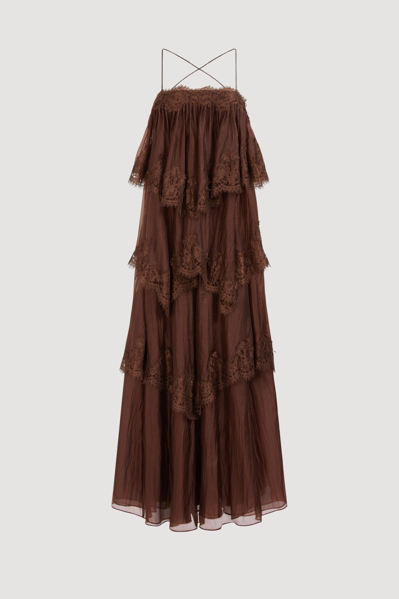 Brown Lace Maxi Dress