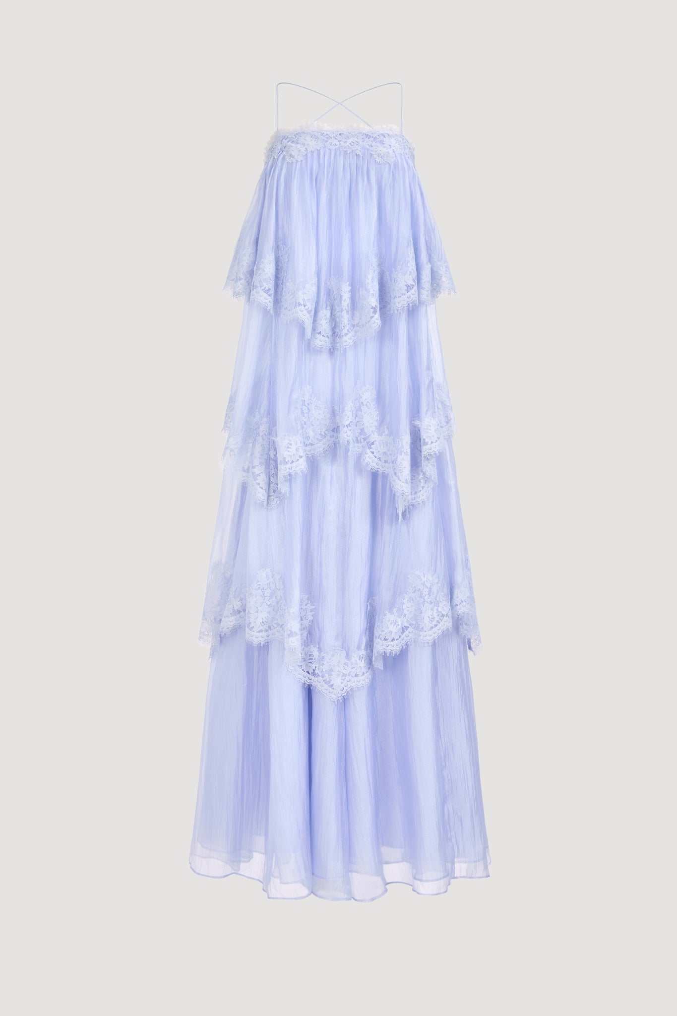 Sky Blue Lace Strap Maxi Dress
