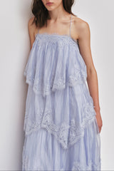 Sky Blue Lace Strap Maxi Dress