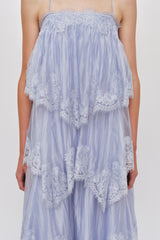Sky Blue Lace Strap Maxi Dress