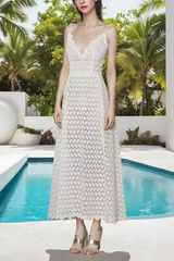 Floral White Cami Vacation Maxi Dress