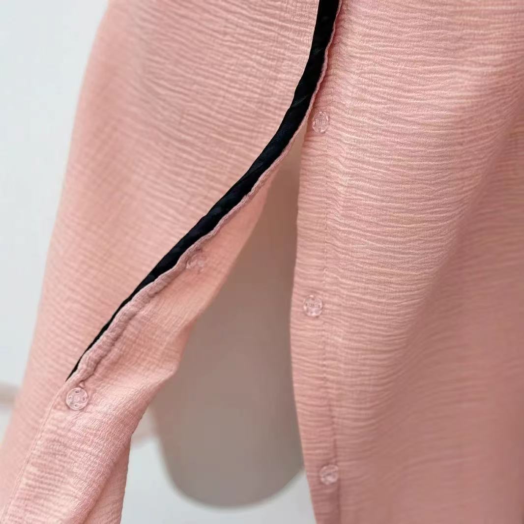 Trim Shirt Mini Dress in Pink