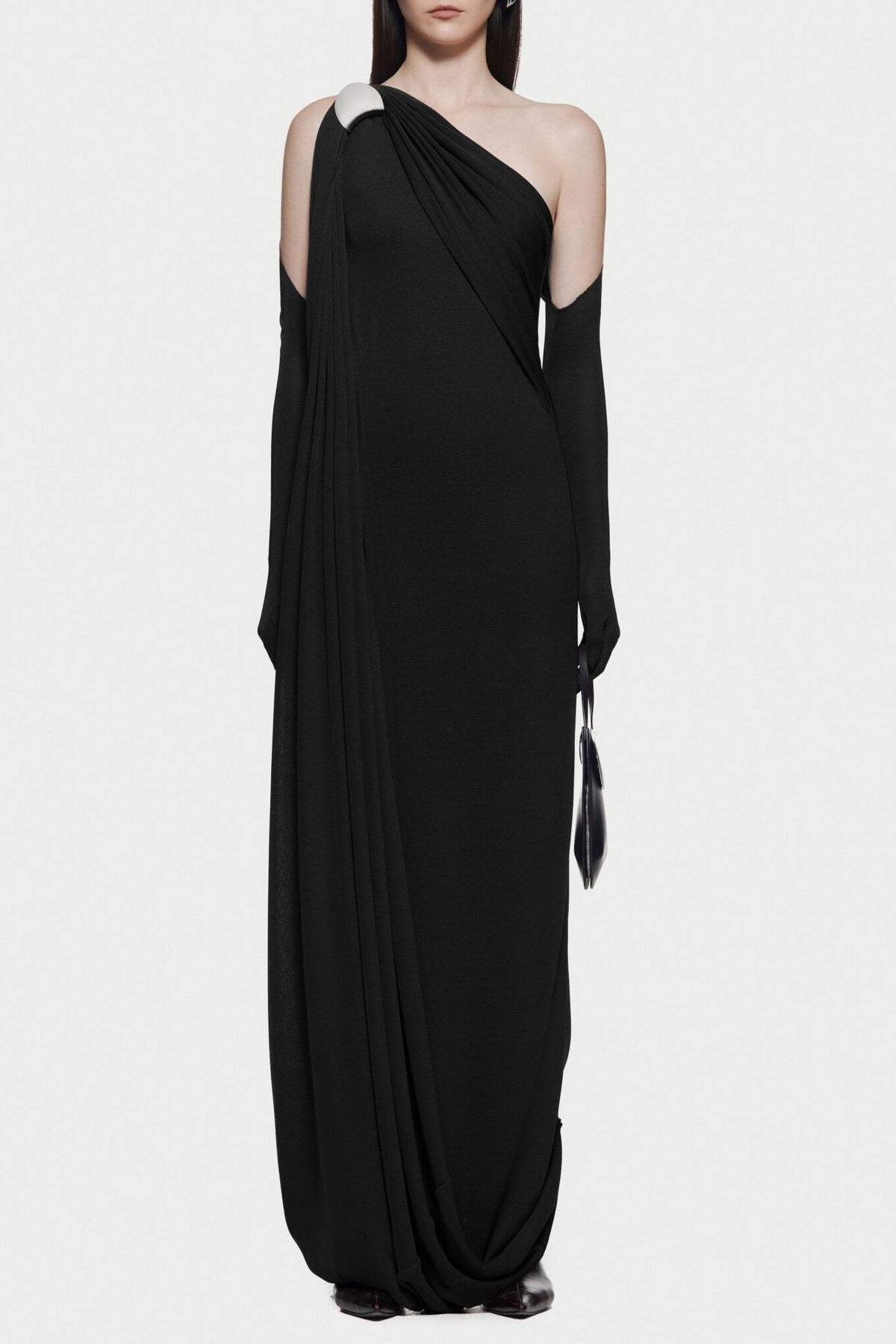 One-Shoulder Backless Maxi Dress in Black