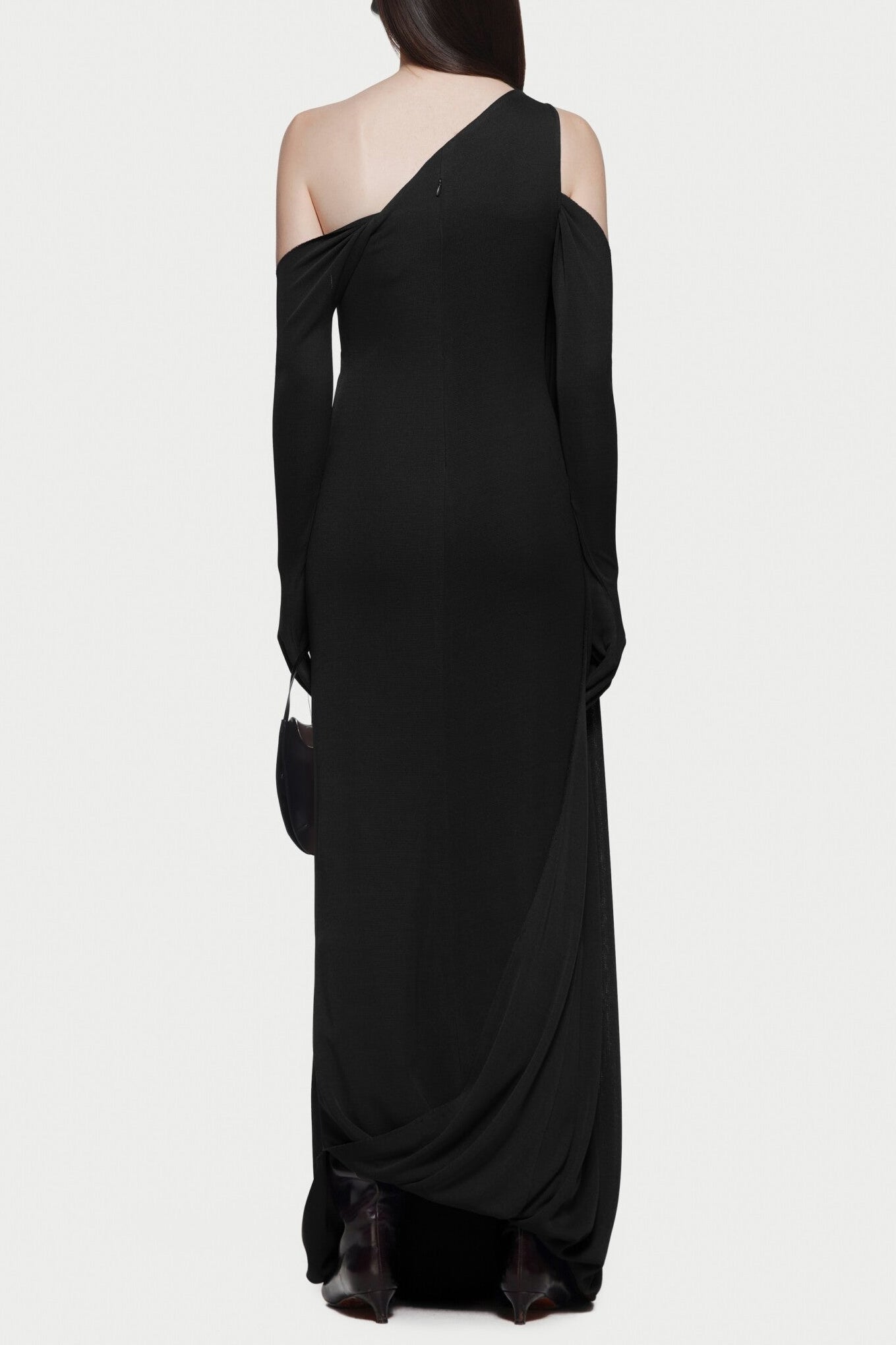 One-Shoulder Backless Maxi Dress in Black