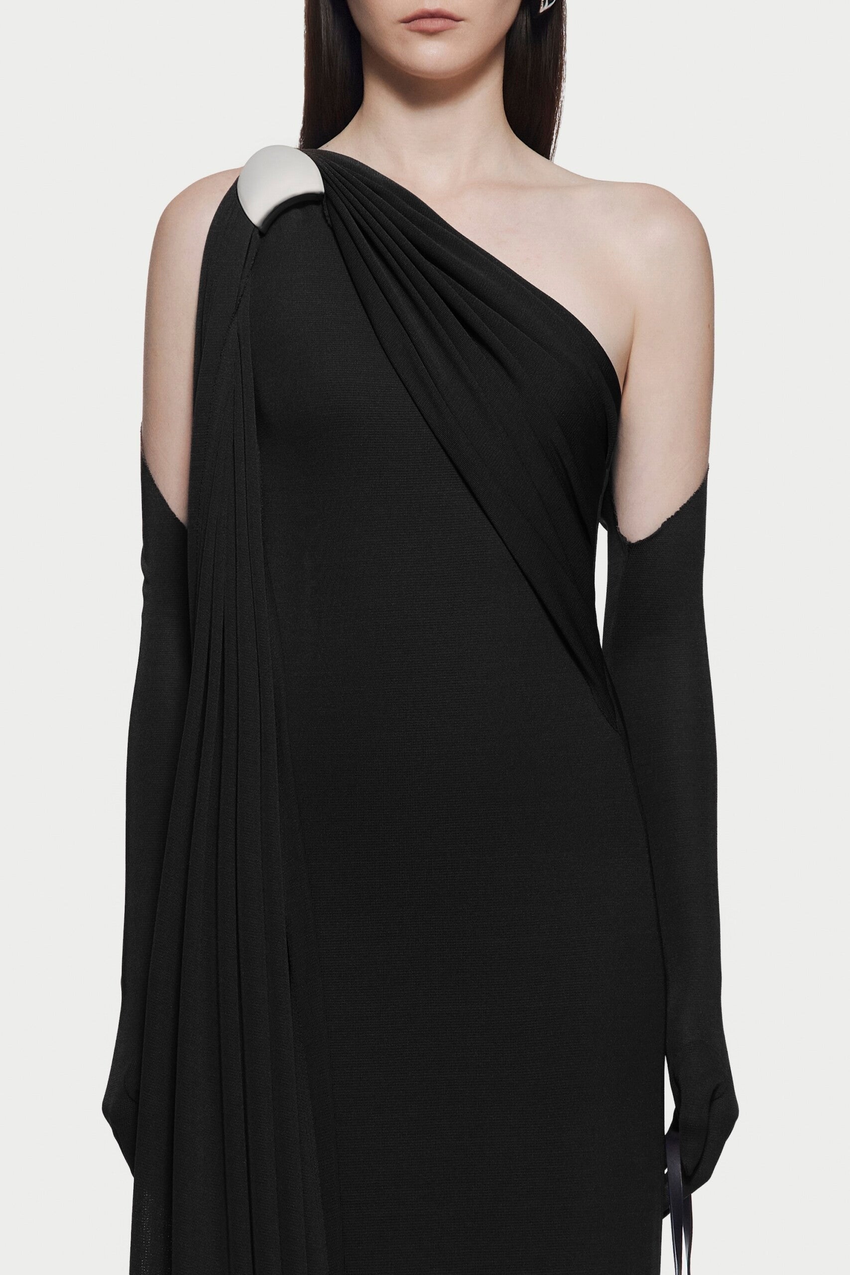 One-Shoulder Backless Maxi Dress in Black