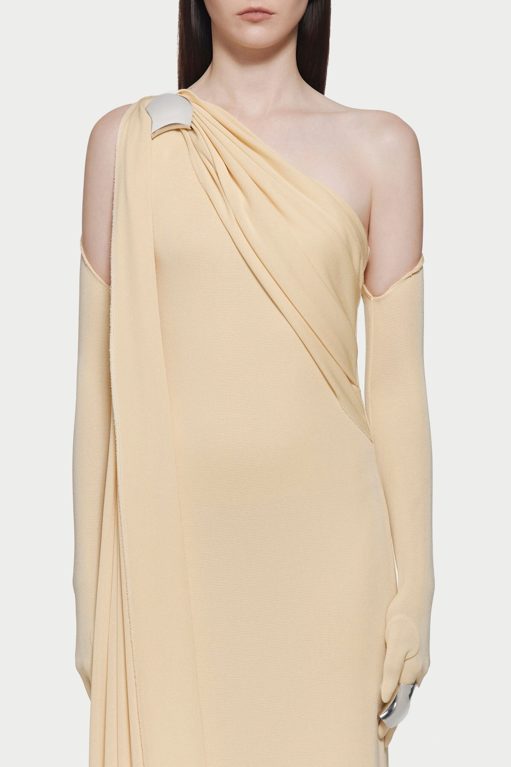 One-Shoulder Backless Maxi Dress in Yellow