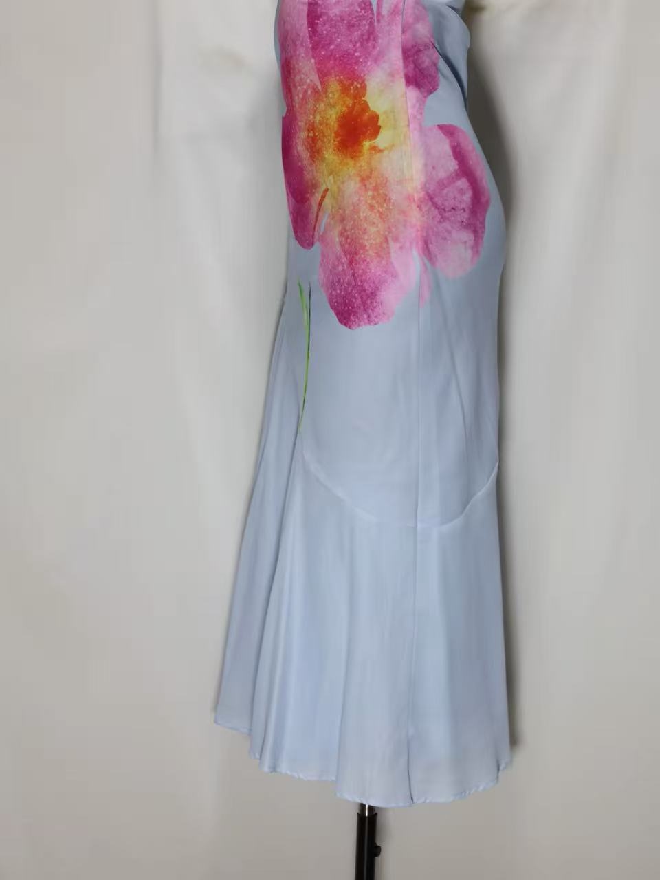 Light Blue Floral Print Midi Dress