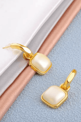 Gold Choop Square Shell Drop Earrings