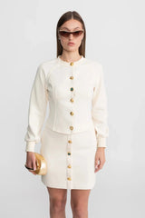 Embellished Button Co-ord Set Ivoire