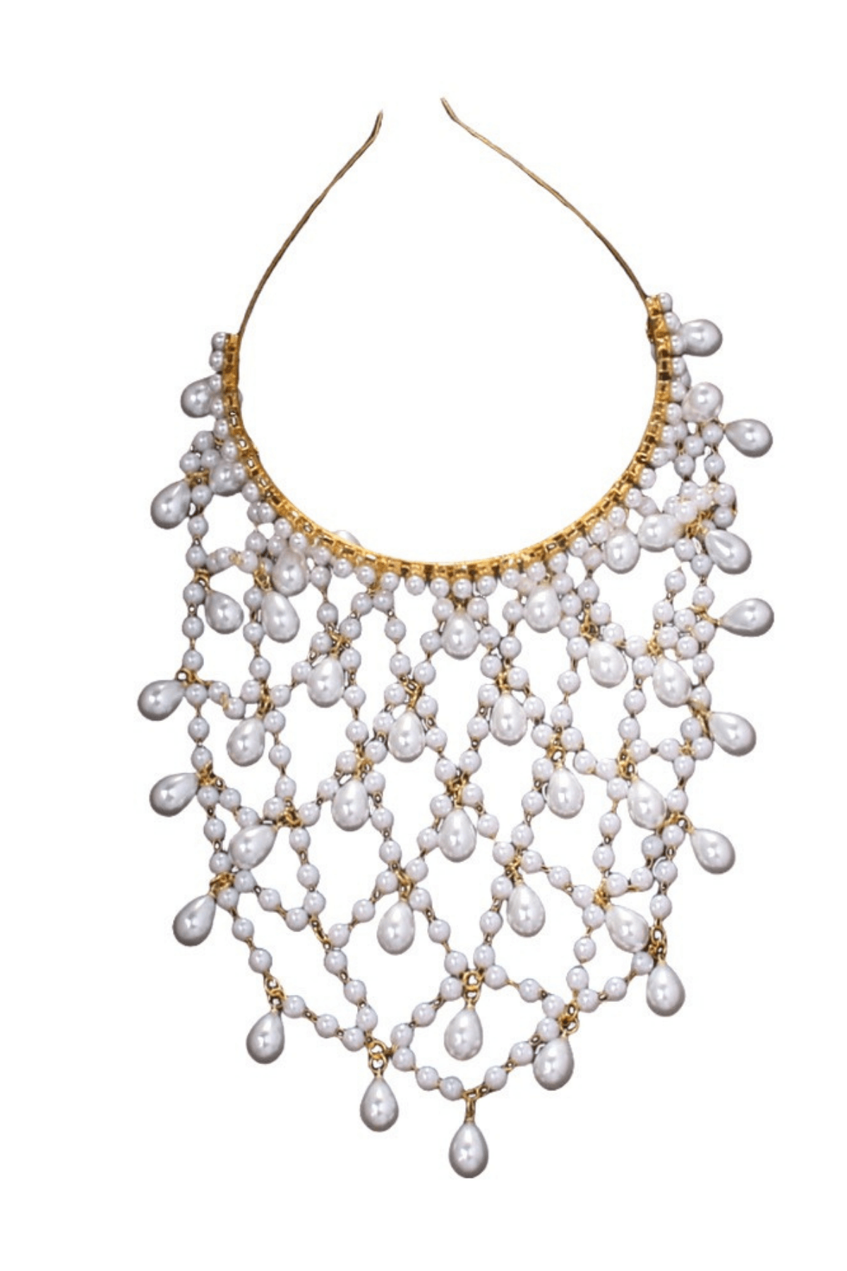 Silver Tone Mesh Head Cage With Teardrop Drops