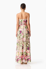 3D Floral Printed A-Line Maxi Dress