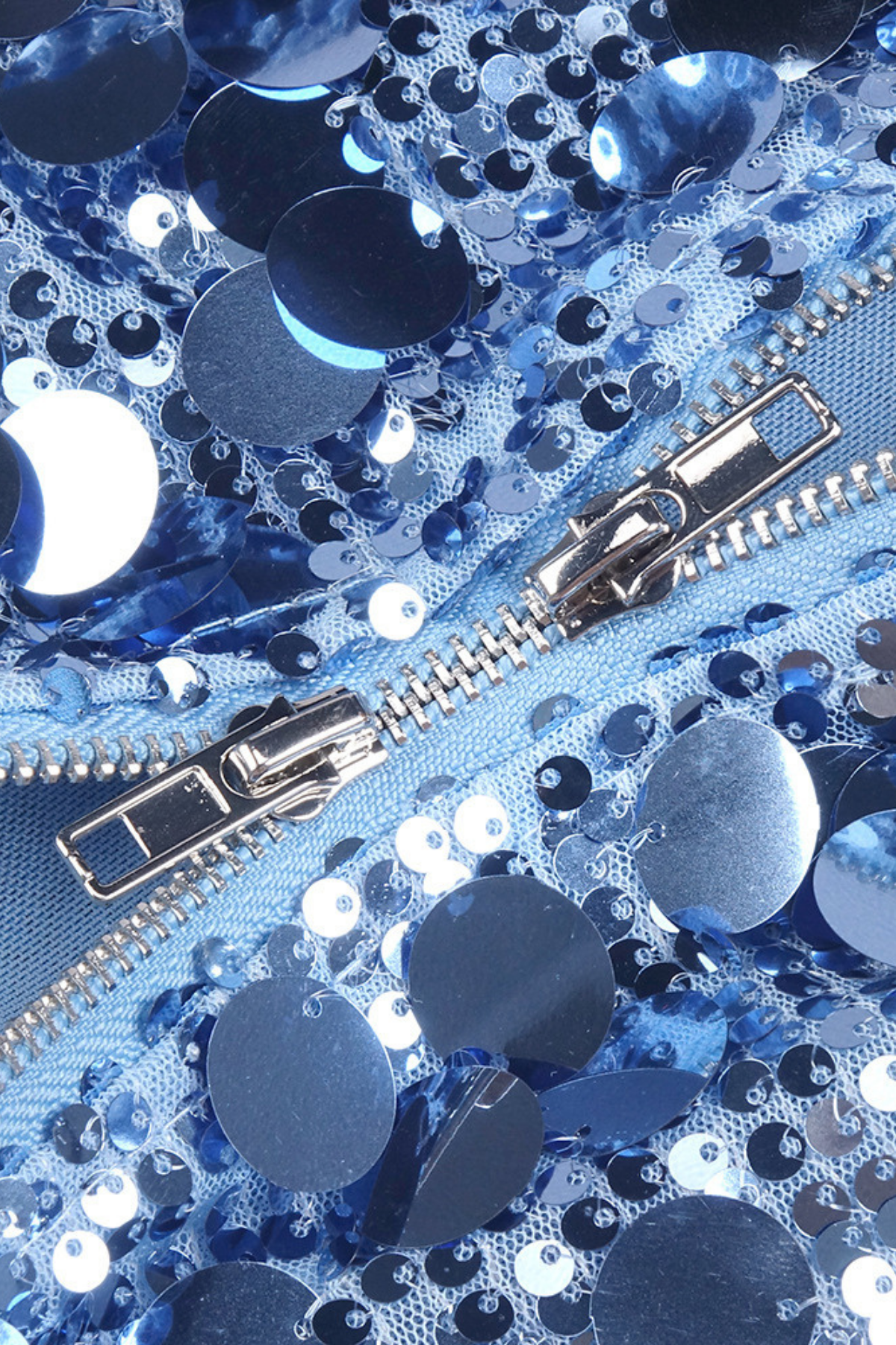 Blue Sequin V-Neck Strap Maxi Dress