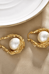 Braided Gold Hoop Wrapped Cotton Earrings