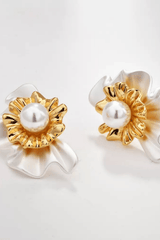 Two Tone Floral Stud Earrings